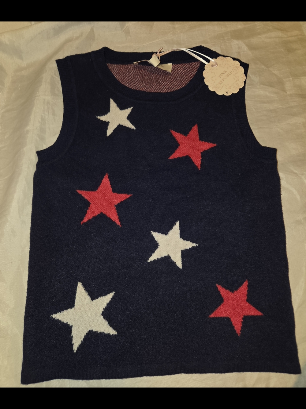 Pink Republic Navy Tank Top with Red & White Stars